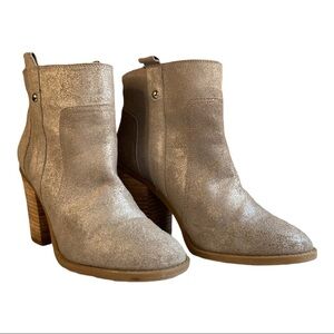 Nine West Hoffleno Silver Leather Booties Size 6